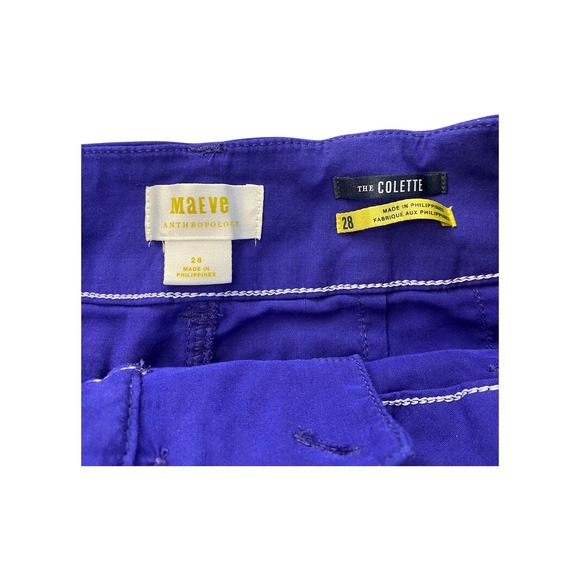 Maeve‎ Anthropologie Wide Leg Crop Pants Women's Size 28 Royal Blue Linen Blend - Picture 9 of 13